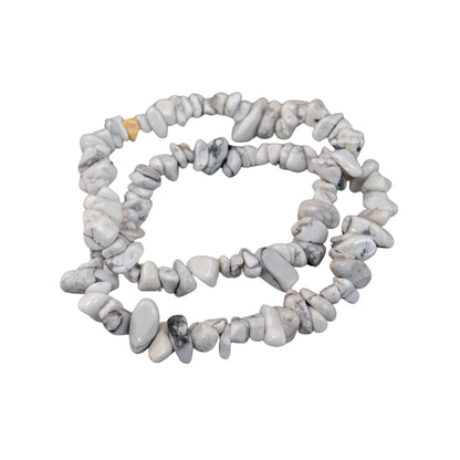 Natural Gemstone Bracelets, Chakra Crystal Healing Chip Stretch Bracelets, Gemstone Polished Irregular Crystals, Crystal Irregular Chips Beads Stretch Bracelets (White Howlite)