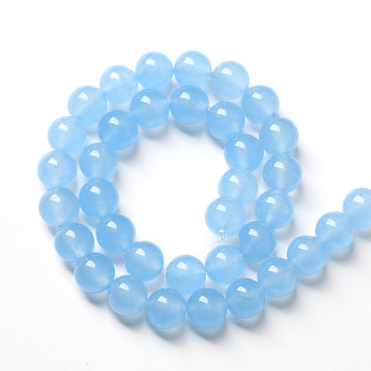 8MM 46PCS Blue Aquamarine Chalcedony Spacer Loose Beads for Jewelry Making DIY Bracelet Necklace