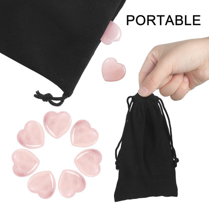 Patelai 24 Pcs Rose Quartz Heart Crystals Pink Heart Shaped Stones Natural Healing Worry Stones Mini Pocket Gemstone with Black Flannelette Bag for Women Mothers Day Anniversary Gifts Reiki Balancing
