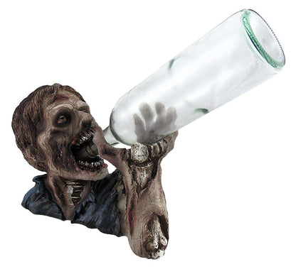 DWK Elixir of the Undead Zombie Wine and Beverage Bottle Holder Display Rack for Halloween Home Decor and Kitchen, 12-inch