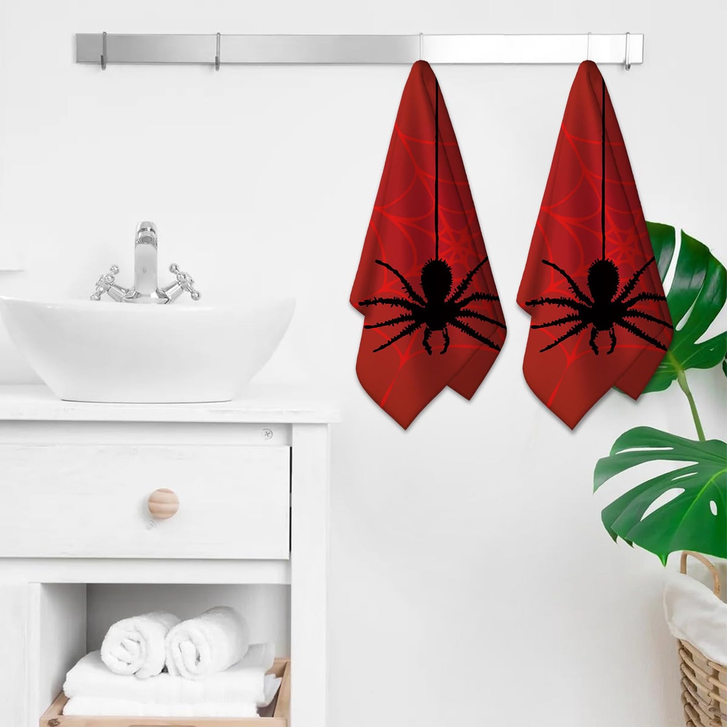 ANTJOO Spider Web Hand Towels for Bathroom，Set of 2 Soft Absorbent Breathable Halloween Bath Hand Towel for Bathroom Kitchen Hotel Gym 28 x 14 in