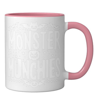Monster Munchies Halloween Funny Party Ceramic Mug, Pink/White