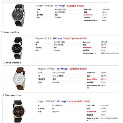 Genuine Leather Watch Strap Replacement for Skagen - 331XLSLB 331XLSLC4 331XLSL1 331XLRLD 331XLRLBO 331XLRLB (Black-2)