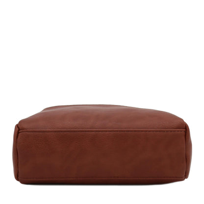 FashionPuzzle Triple Zip Small Crossbody Bag (Mocha)