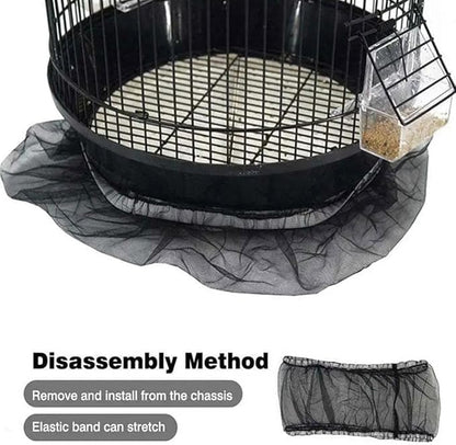 1Pc Black Small Bird Cage Cover,Small Birdcage Seed Catcher Guard Net Cover,Nylon Pet,Airy Gauze Birdcage Accessories Mesh Net,Dust,Bonsai Protection Pet Supplies