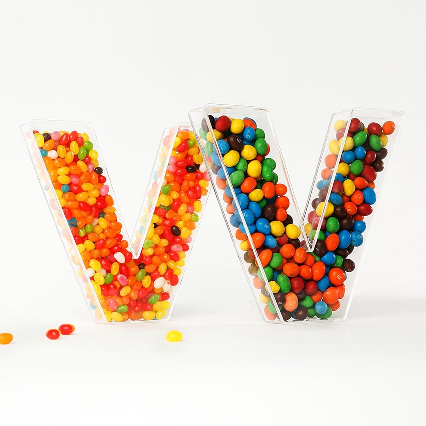OAEUQ 10-Inch Magnetic Alphabet Candy Jar Refillable Fillable Letters For Candy Tray Reusable Lidded Candy Jar Candy Buffet Container Set (V, 1)