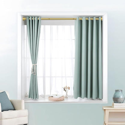 MEXAU 2 Pack Tension Curtain Rod For Window 28-48 Inches Adjustable Expandable Gold Spring Tension Rod Spring Curtain Rods No Drilling Extension Rods Tension Rod for Closet Doorway Kitchen