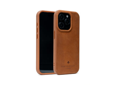 Porter Riley - Premium Leather Case Compatible with iPhone 16 Pro Max. Slim line Bumper Case Compatible with MagSafe – Genuine Leather Cover (Tan)