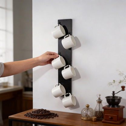 Yohsnor Coffee Mug Hanger Wall Mount - Stylish and Durable Storage Rack for Hanging Coffee Cups, Space-Saving Vertical Design, Fits Most Mugs and Travel Cups, Perfect for Kitchen and Office Use