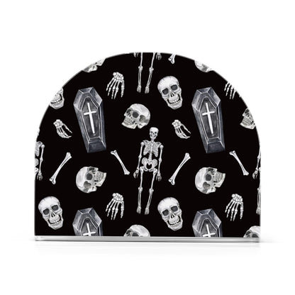 YNNALE Gothic Skull Skeleton Coffin Black Napkin Holder for Table Acrylic Cocktail Napkin Holders Decorative Tissue Dispenser Vertical Napkin Holder for Home Decor Kitchen Dining