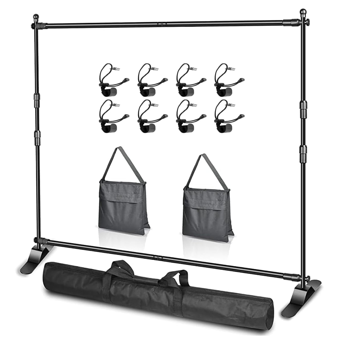 EMART Adjustable Photo Backdrop Banner Stand with 8 x 8ft (W x H) Telescopic Tubes, Suitable for Trade Shows, Professional Photography Booths, and Step and Repeat Background Displays