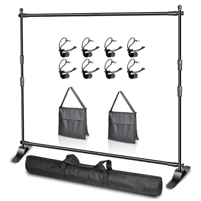 EMART Adjustable Photo Backdrop Banner Stand with 8 x 8ft (W x H) Telescopic Tubes, Suitable for Trade Shows, Professional Photography Booths, and Step and Repeat Background Displays