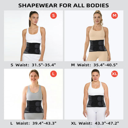 VobeNit Waist Trainer Belt for Women Segmented Corset Waist Cincher Trimmer Tummy Control Postpartum Faja Body Shaper Black