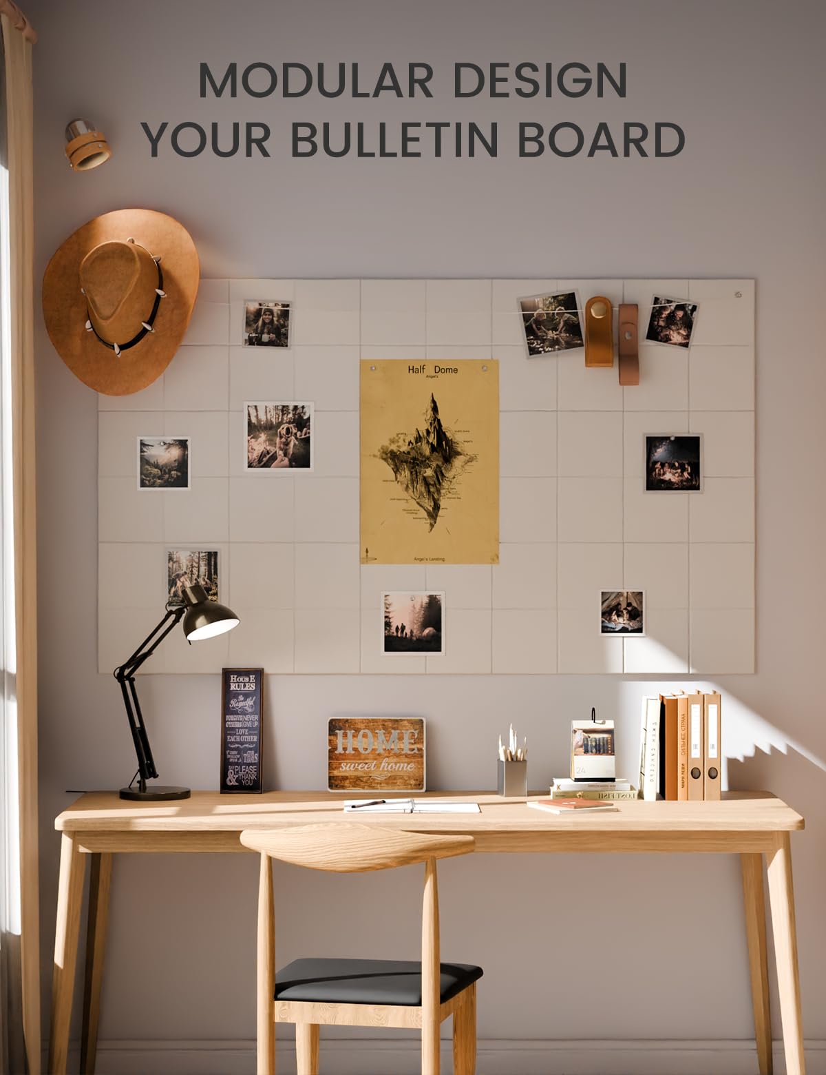 Fluxynara Large Felt Bulletin Board 36" x 24"Cork Board Alternative-6 Pack with 40 Safe Removable Adhesive Tabs, Cork Boards for Walls Cork Board for Home Office Classroom Pin Board-Milky White