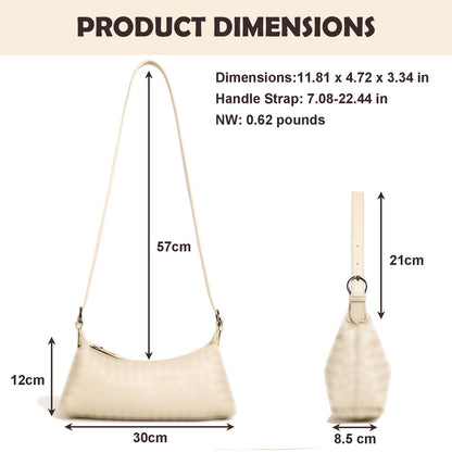 YLYYHH Shoulder Bags for Women, Woven Leather Crossbody Bag Small Purse Cute Hobo Tote Handbag Mini Clutch, White