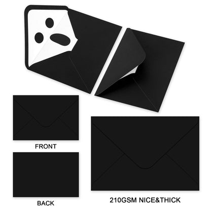 Whaline 50Pcs Halloween Envelopes White Black Ghost Invitation Envelope with Sticker Spooky Boo V-Flap Greeting Card Holders Gift Card Sleeves for Trick or Treat, 5 x 7 Inch