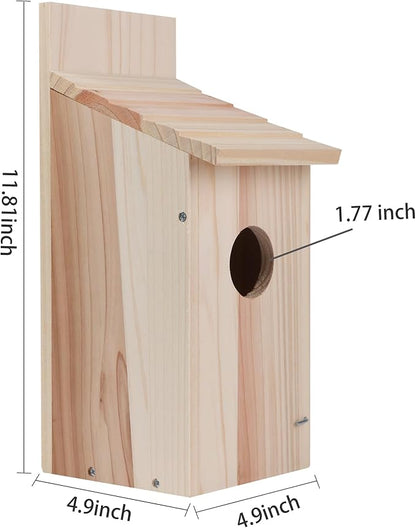 Bird House for Outside,Wooden Clearance Humming Bird Cedar Blue Bird Box House,Wren Cedar Finch House,DIY, 1Pack