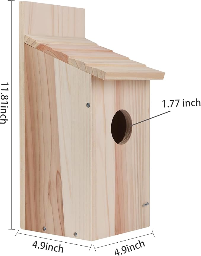 Bird Houses for Outside Clearance, Cedar Finch Bluebird Box House for Outside Clearance Wood Bluebird Box House Cedar Wren Hummingbird Birdhouse,Assembled,Natural, 1Pack
