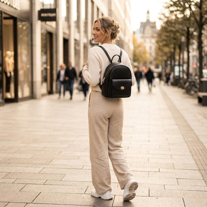 Rosvovo Mini Leather Backpack for Women - Anti-Theft Small Purse with Secured Zipper & Tassel