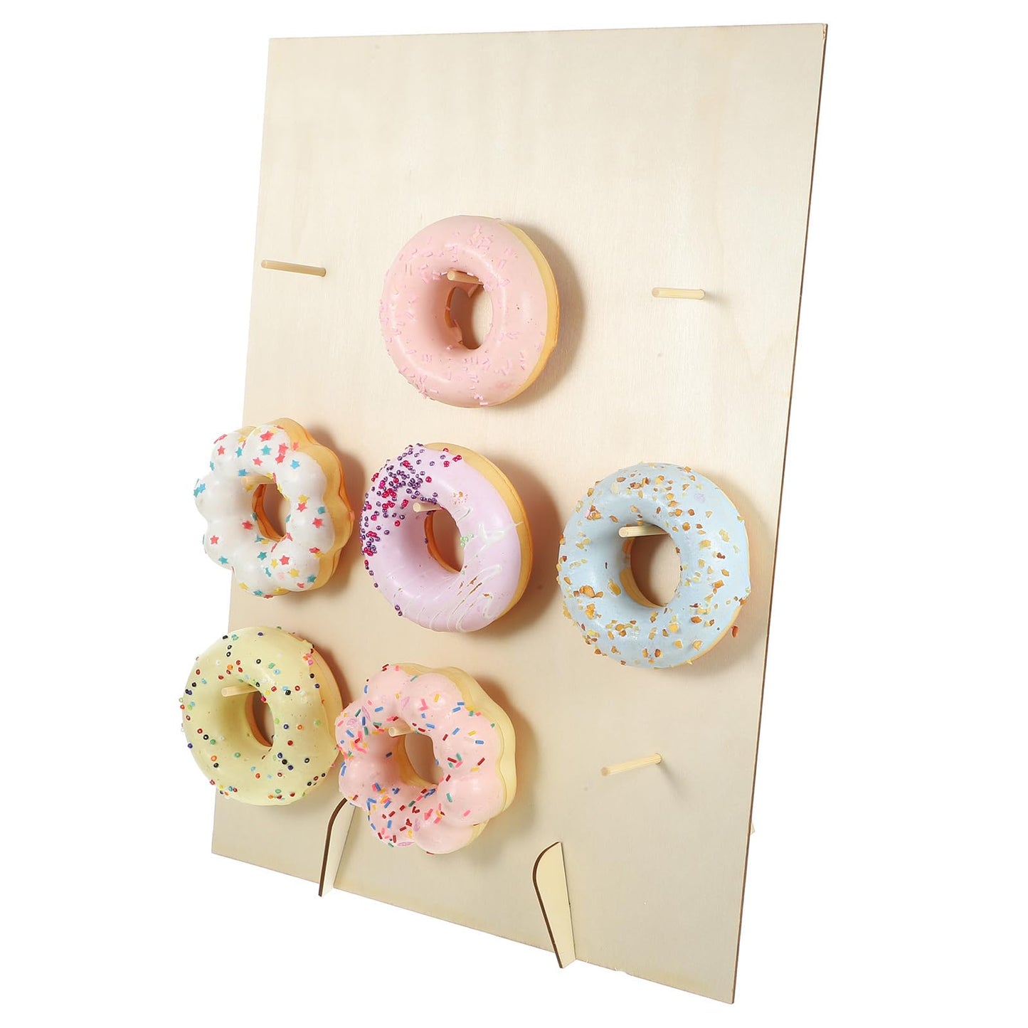 PRETYZOOM Wooden Donut Display Stand 15.74X11.81X1.96In Pastry Display Rack with Smooth Surface for Wedding Party Dessert Table and Kitchen Donut Holder