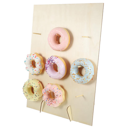 PRETYZOOM Wooden Donut Display Stand 15.74X11.81X1.96In Pastry Display Rack with Smooth Surface for Wedding Party Dessert Table and Kitchen Donut Holder