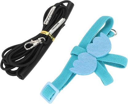 PerGar Parrot Bird Harness Leash, Adjustable Nylon Anti Bite Flying Training Rope, Pet Outdoor Traction Lead, Blue, S