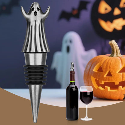 MR.BARWARE Ghost Wine Stopper – Spooky Gift for Men Women, Silver Ghost-Shaped Bar Accessory with Gift Bag, Perfect for Halloween Birthday Fathers Day Christmas