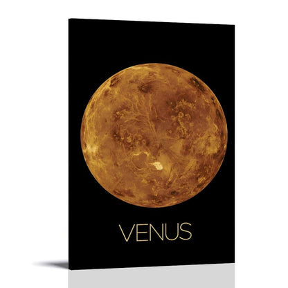 Solar System Planets Canvas Wall Art - Venus Planet Space Poster for Kids Room Bedroom Classroom, STEM Educational Astronomy Decor, Science Gift for Boys Girls, 12x18 Inch Framed