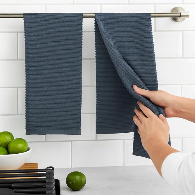 Serafina Home Slate Blue Gray Grey Kitchen Hand Dish Towels: Oversized 28" x 18"