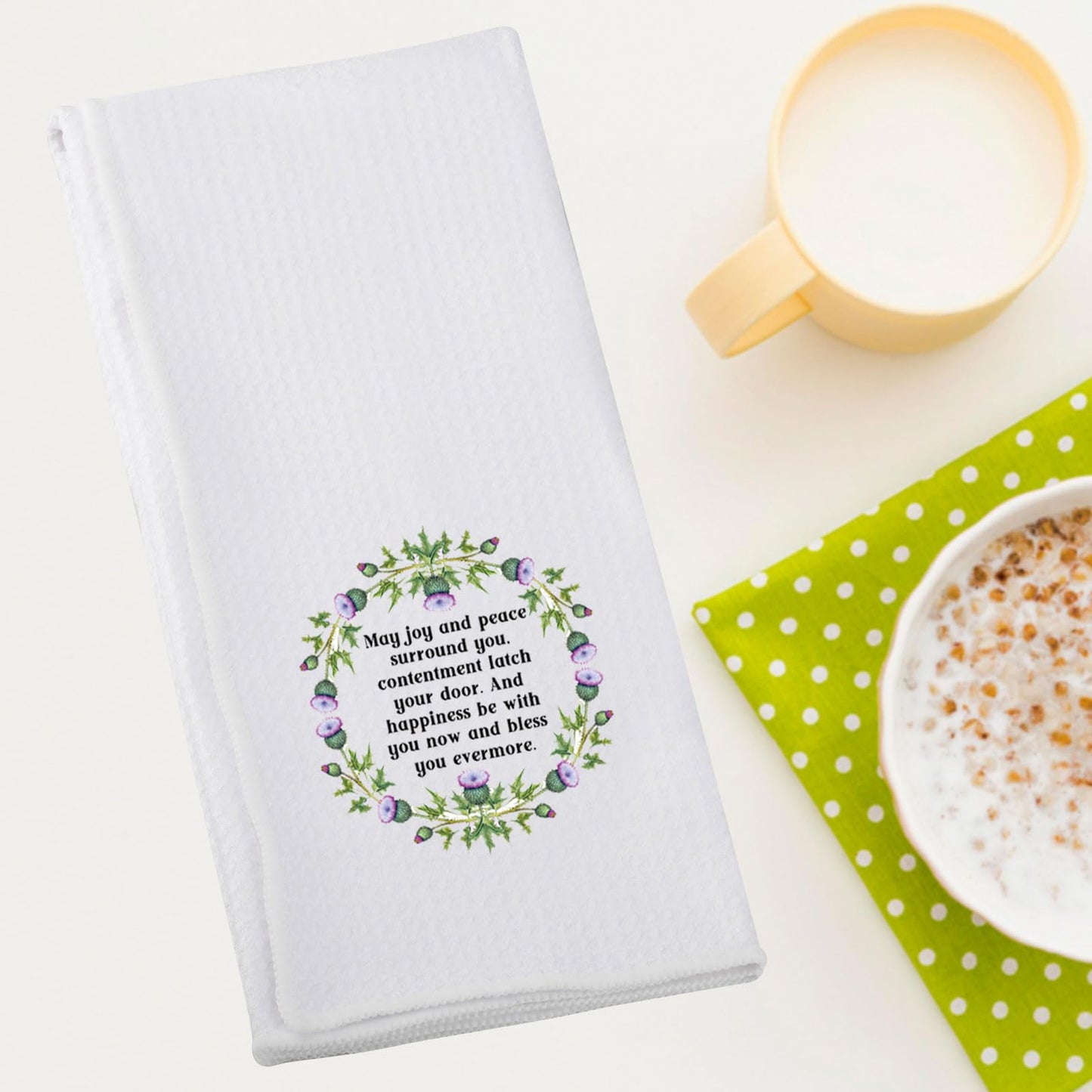 G2TUP Scottish Thistle Kitchen Towel Scottish Blessing Towels Scottish Highlander Gifts Scotland Towel Scottish Blessing Gifts (May Joy)