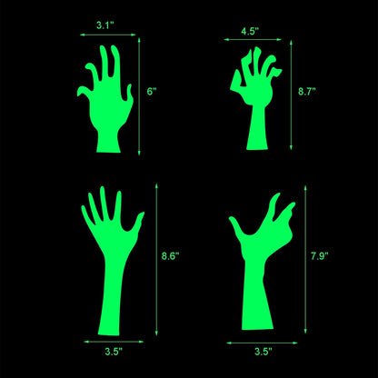 Halloween Glow in The Dark Wall Stickers Set 4 Pieces Ghost Hands Shape Luminous Stickers and 18 Pairs Peeping Eyes Fluorescent Wall Stickers Spooky Window Clings Stickers for Halloween Party Favor