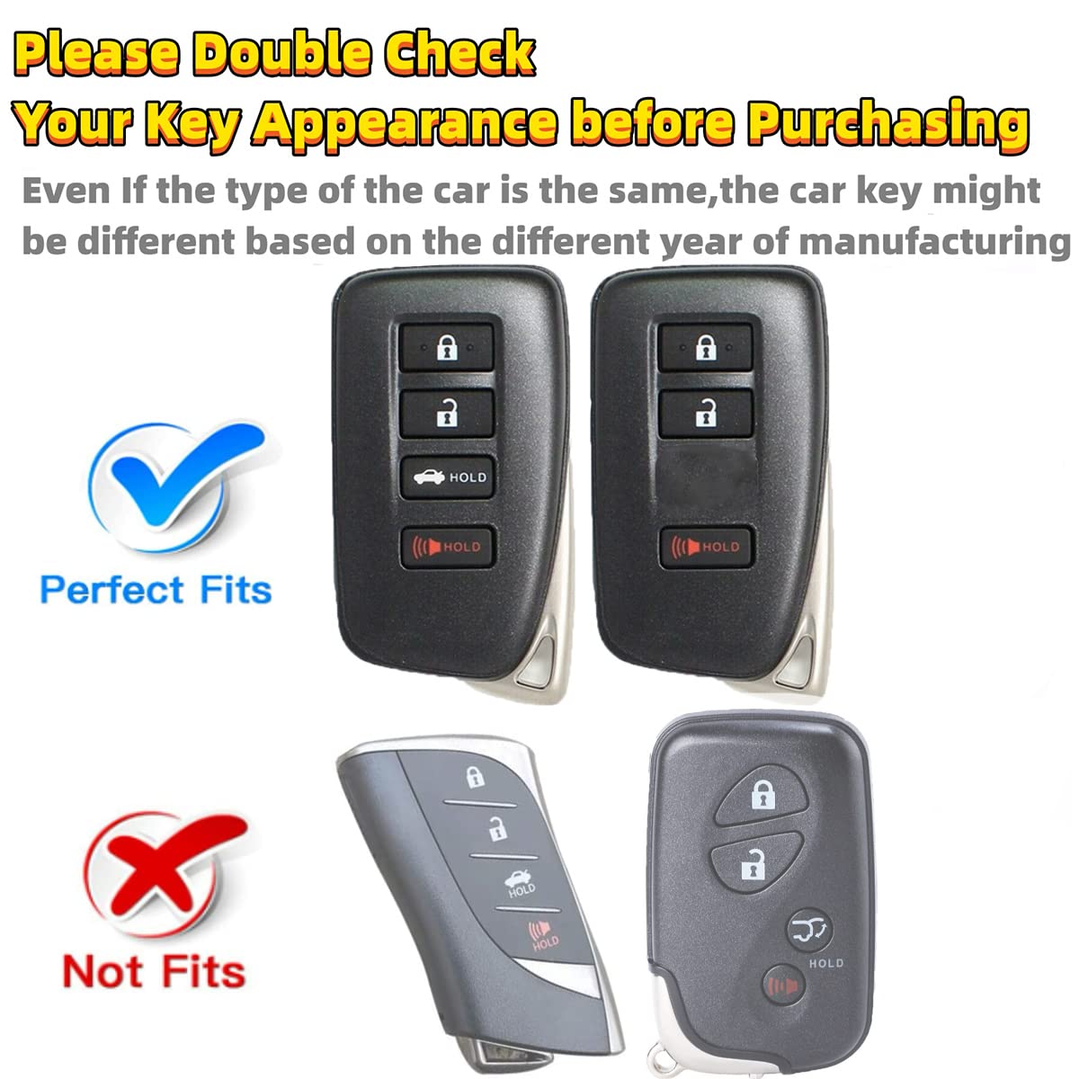 RFSRZ 2 PCS for Lexus Key Fob Cover, Key Holder Fits for 2018-2023 2024 2025 RX350h ES LS RS GX 460 LX LC 500/500h Smart Key Accessaries,White and Black