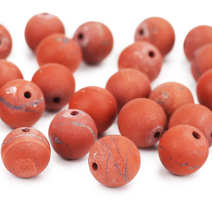 Natural Matte Red Jasper Beads, 6MM Round Frosted Unpolished Loose Gemstone Beads for Bracelet Necklace Jewelry Making, Energy Stone Healing Power with Stretch Beading Cord