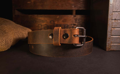 Men's Genuine Buffalo Leather Belt, 1 1/2" width, Handmade in the USA, By Amish (Crazy Horse, 34" (Pants 30-31))