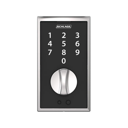 SCHLAGE BE375 CEN 622 Touch Keyless Touchscreen Electronic Deadbolt Lock, Matte Black