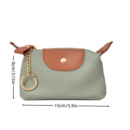 Small Coin Purse, Leather Coin Purse with KeyChain, Leather Coin Purse Pouch for Women (Green)