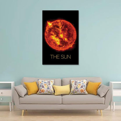 XIAOLOUTINYU Solar System Canvas Wall Art - The Sun star Space Poster for Kids Room Bedroom Classroom, STEM Educational Astronomy Decor, Science Gift for Boys Girls Teens, 16x24 Inch Unframed