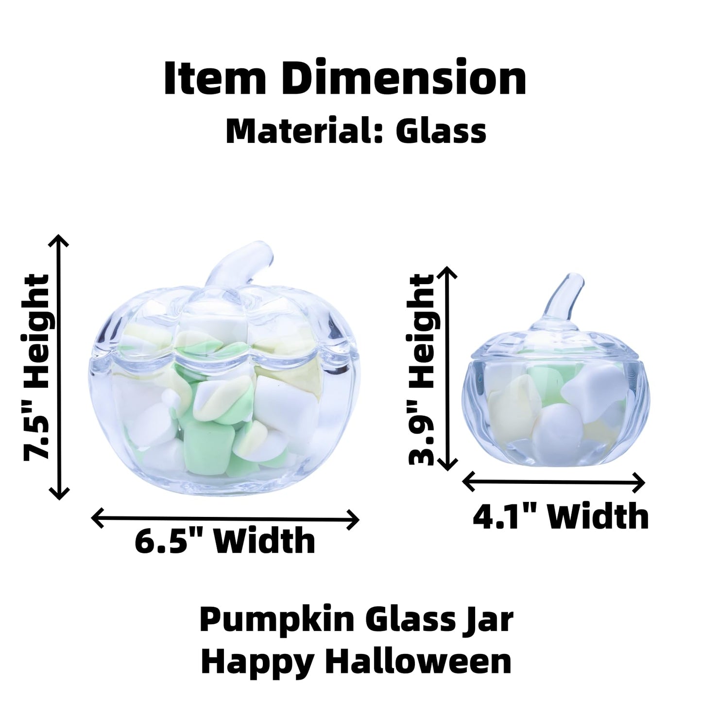 Crystal Pumpkin Jar with Cover, Glass Decorative Wedding Candy Bowl Snack Candy Dish Storage with Lid Organizer Canisters Home Decor Fall Thanksgiving Halloween Party Centerpieces (S, Transparent)