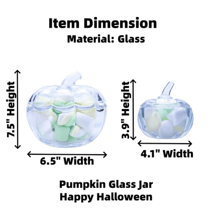 Crystal Pumpkin Jar with Cover, Glass Decorative Wedding Candy Bowl Snack Candy Dish Storage with Lid Organizer Canisters Home Decor Fall Thanksgiving Halloween Party Centerpieces (S, Transparent)