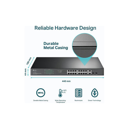 TP-Link TL-SG1428PE 24 Port Gigabit PoE Switch Easy Smart Managed 24 PoE+ Port @250W w/ 2 UL Gigabit Ports + 2 SFP Slots PoE Auto Recovery QoS, Vlan, IGMP & LAG