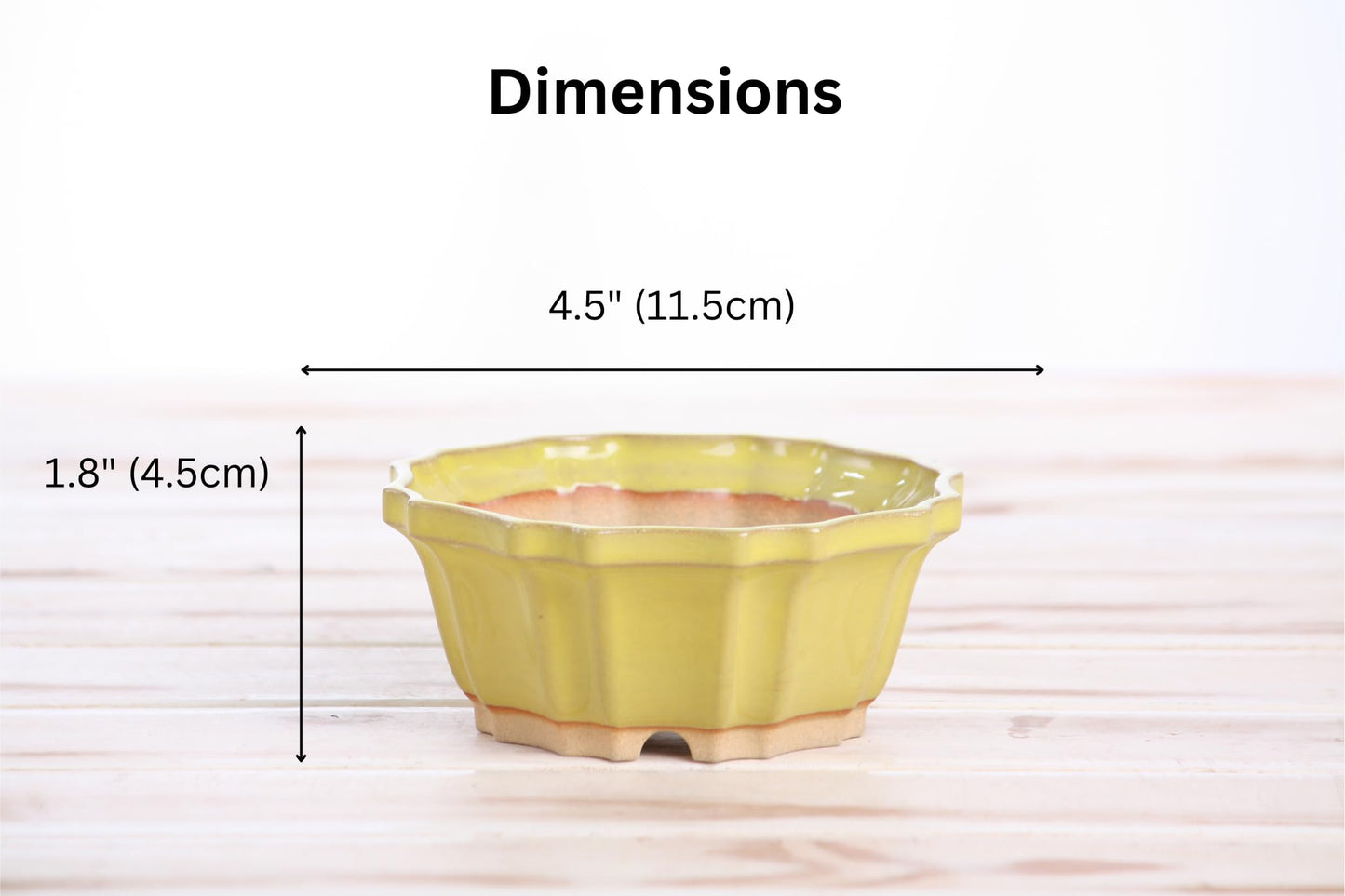 Willow Bonsai Ceramics Flower Design Bonsai Pot 4.5 Inch – Elegant Ceramic Bonsai & Succulent Planter, High‑Fired Frost‑Proof Stoneware with Drainage & Wiring Holes, Handmade in USA (Yellow)