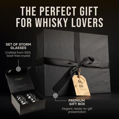 TSUKIGLASS® Storm Premium Japanese Crystal Whiskey Glasses Set of 4 - Gift Ready Box, 100% Ultra Clarity Lead-Free Crystal, 10oz Tumblers for Bourbon, Scotch & Cocktails, Luxury Gift for Father's Day