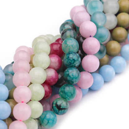 6mm Natural Stone Beads 65pcs White Jade Jasper Polished Round Smooth Crystal Loose Gemstone Beads for Jewelry Making DIY Bracelet Necklace Earring Crafts Supplies