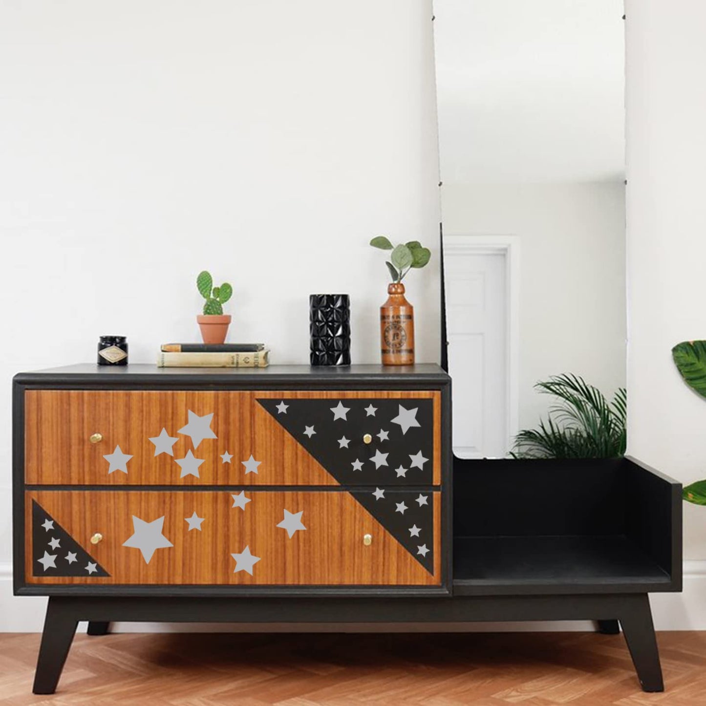 Sparkles & Stars Wall Decals - 500 Stars, Sparkle Decal, Kids Room & Nursery Wall Art, Grey Celestial Stickers