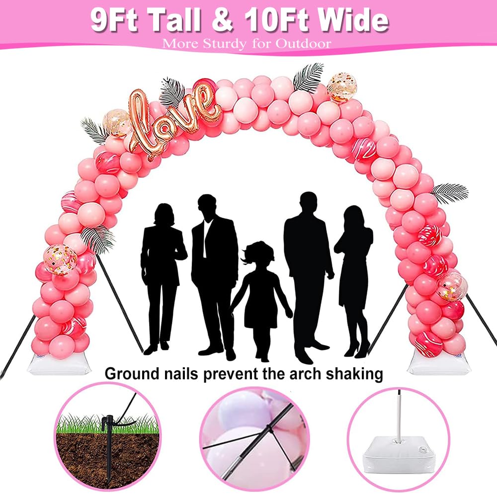 Balloon Arch Kit and Balloon Pump, 9Ft Tall & 10Ft Wide Adjustable Balloon Arch Stand Kit with Electric Pump, Balloons and Accessories for Birthday, Wedding, Graduation Party Decoration