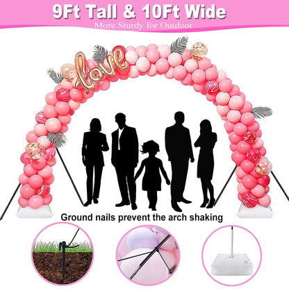 Balloon Arch Kit and Balloon Pump, 9Ft Tall & 10Ft Wide Adjustable Balloon Arch Stand Kit with Electric Pump, Balloons and Accessories for Birthday, Wedding, Graduation Party Decoration