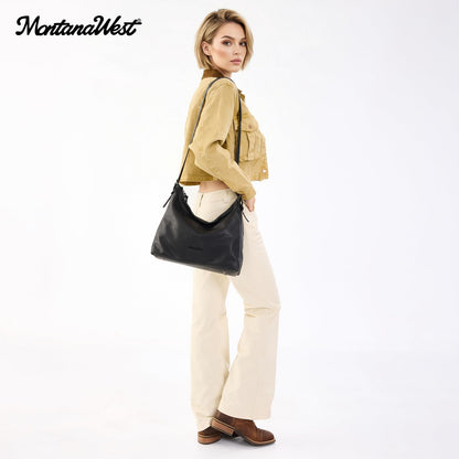 Montana West Hobo Bags for Women Slouchy Shoulder Purse Pocketbook Crossbody Ladies Handbags for Everyday MWC-HB-641BK