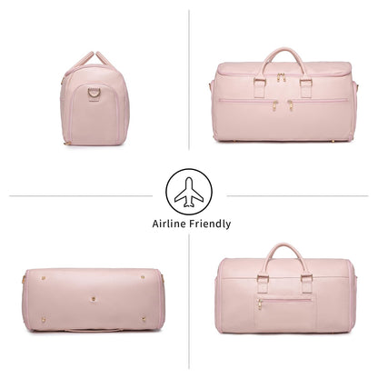 seyfocnia Convertible Travel Garment Bag, Carry On Garment Bag for Women, 2 in 1 Hanging Suitcase Suit Business Travel Bag Weekender Bag, Pink