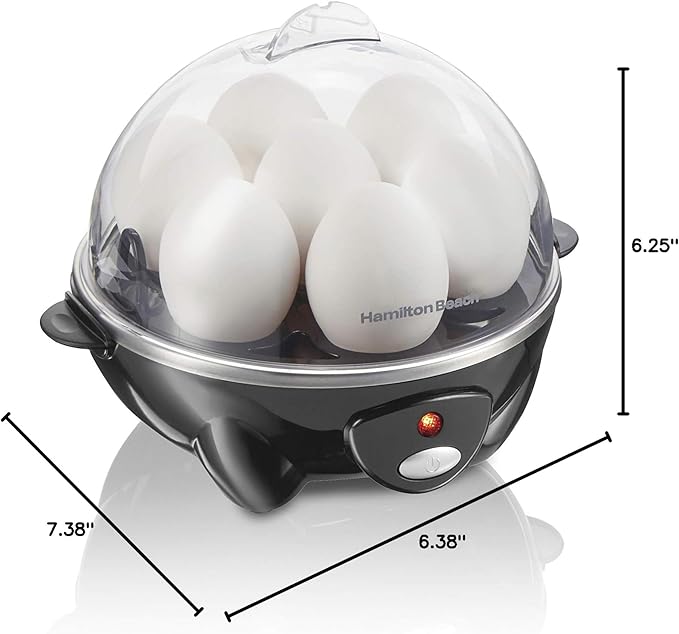 Hamilton Beach 3-in-1 Electric Egg Cooker for Hard Boiled Eggs, Poacher Eggs, Omelet Maker & Vegetable Steamer, Holds 7, Black (25507) (Pack of 2)