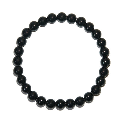 BANANE LAB Black Obsidian Bracelet for Men Women 6mm - Real Natural Crystal Bead Stretch Bracelets - Classic Unisex Protection Stone Jewelry - Standard 6.5" Wrist Fit with DIY Repair Kit